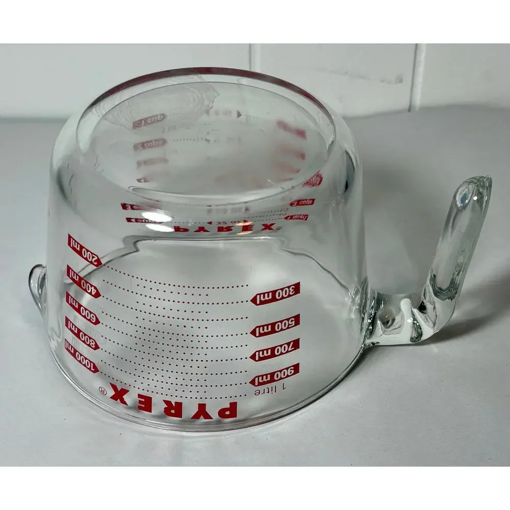 Vintage Pyrex 4 Cup 1 Qt Glass Measuring Cup Open Handle